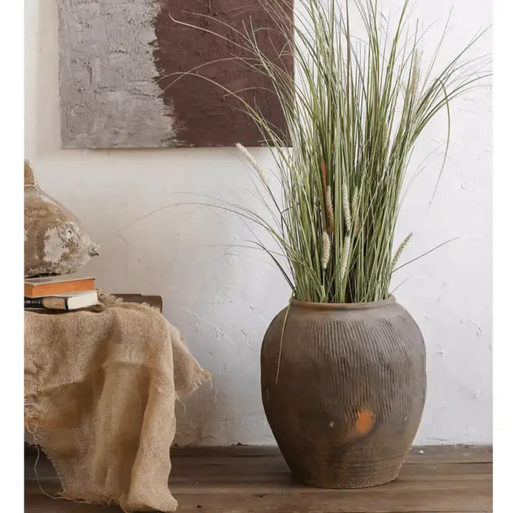 Round Earthenware Brown Pot