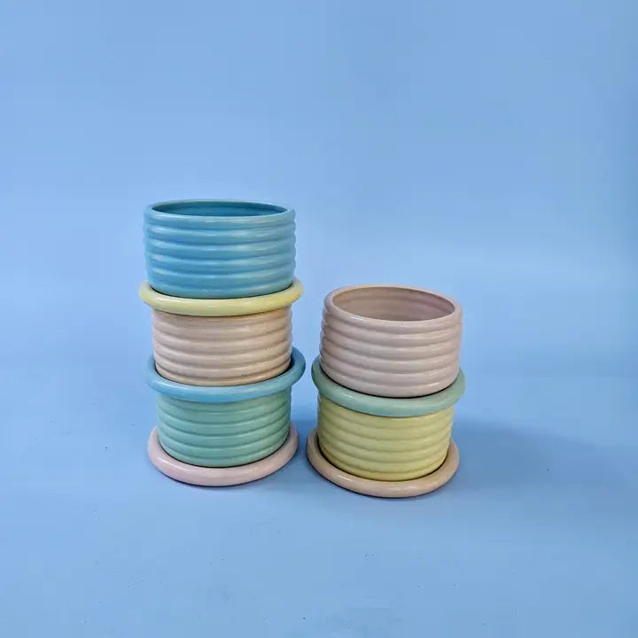 Bumpy Planter with Tray (Two-Toned) • Handmade Ceramic