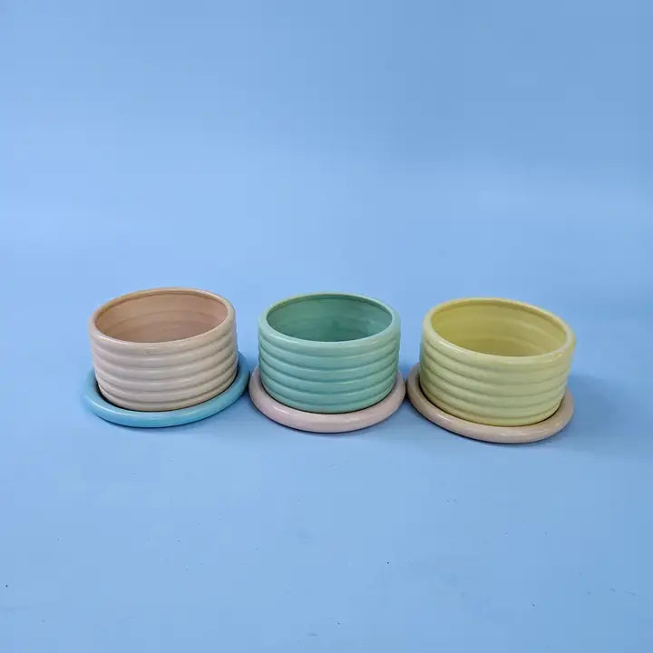 Bumpy Planter with Tray (Two-Toned) • Handmade Ceramic