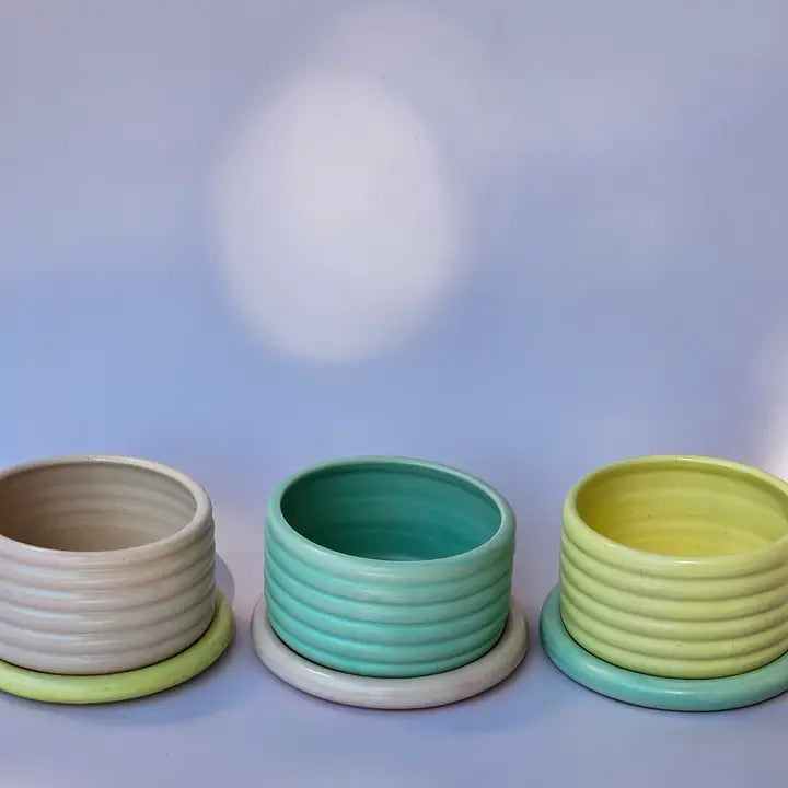 Bumpy Planter with Tray (Two-Toned) • Handmade Ceramic